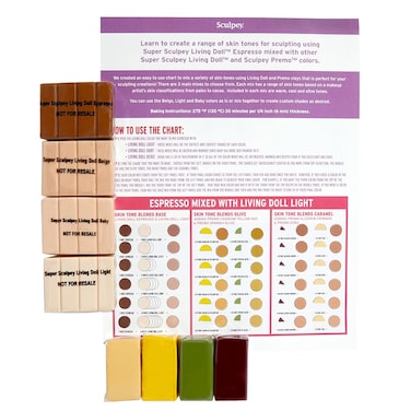 Super Sculpey Living Doll Skin Tone Mixing Kit Polymer OvenBake Clay Non Toxic Great for DIY sculpting and doll making Art classroom supplies Premium polymer clay