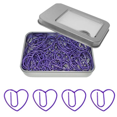 Cute Heart Paper Clips Purple Paperclips Gift Idea Purple 50 Pack