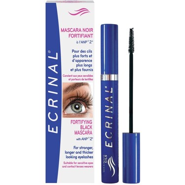 Ecrinal Fortifying Black Mascara with ANP 2  Longer Thicker Volumizing Mascara Volume  Length Gentle for Sensitive Eyes  Contact Lens Wearers Nourishing Black Mascara  023 fl oz