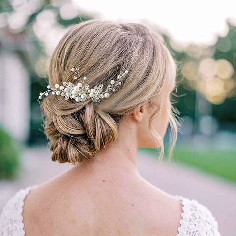 Sooshin Bridal Hair Comb Pearl Wedding Hair Accessories for Brides Crystal Wedding Headpiece for Bride and Bridesmaids Rhinestone Hair Accessory for