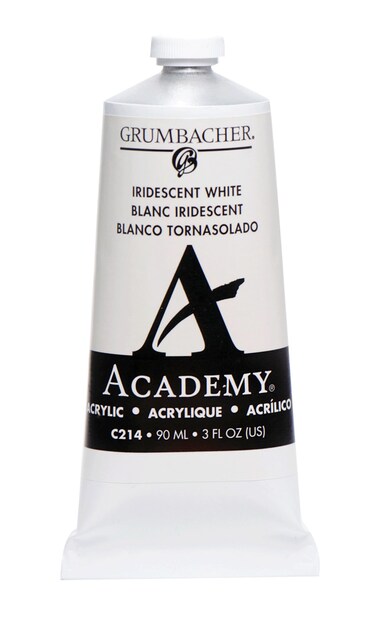 Grumbacher 90ml Metal Tube Academy Acrylic Paint Gloss Iridescent White
