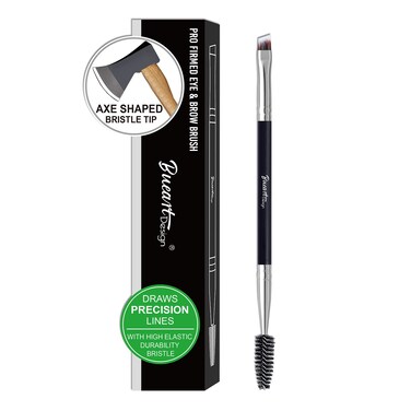 SHARP Fine Line ULTRA THIN Stiff Brow Brushes for PRECISION Natural Eyebrows 14 Duo Ended Angled Eyebrow Brush with Spoolie Eyelash Spiral Mascara Brush Black  silver