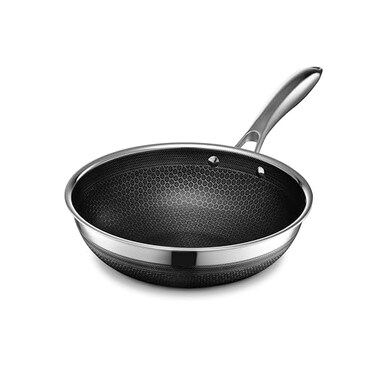 HexClad Hybrid Nonstick 10Inch Wok StayCool Handle Dishwasher and Oven Safe Compatible with All Cooktops Induction Ready