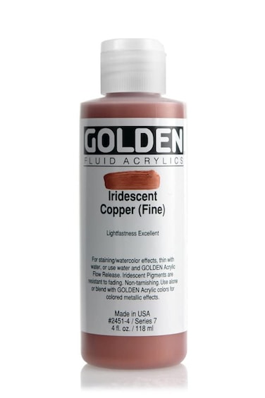Fluid Acrylics by GOLDEN Iridescent Copper Fine 4 fl oz Bottle Professional Acrylic Paint Opaque