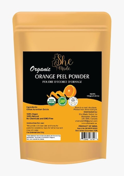 She Made Orange Peel Powder Natural Face Mask and Skin Care  100gms 352 Oz  Vitamin C Peeling Powder for Skin Care Face Scrub Facial Mask  100 Pure  Natural Orange Peel Powder