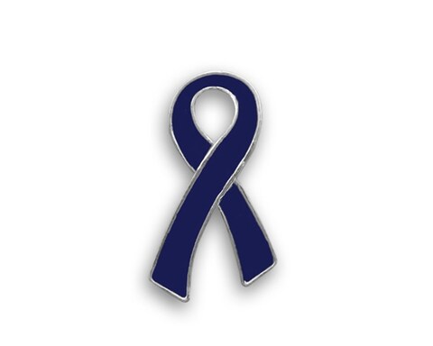 Dark Blue Ribbon Awareness Pin  Support Colon Cancer Child Abuse Rectal Cancer and Human Trafficking Causes  Elegant Symbol of Compassion and Advocacy