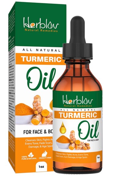 Turmeric Oil for Face  Body  All Natural Turmeric Skin Brightening Serum for Dark Spots  Cleanses Skin Fights Acne Evens Tone Scars  Pure Handcrafted Turmeric Oil Skincare Made in the USA