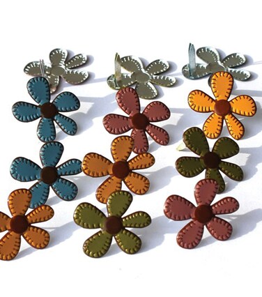 Eyelet Outlet Shape Brads 12PkgStitched FlowersFall Multi