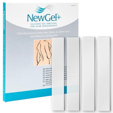 NewGel Advanced Silicone Scar Treatment Sheeting for OLD and NEW Scars for Surgery Injury Keloids CSection Burns and Acne Reusable 1 x 6 Sheet 4 Count  CLEAR