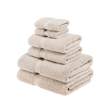 Superior Egyptian Cotton Pile 6 Piece Towel Set Includes 2 Bath 2 Hand 2 Face TowelsWashcloths Ultra Soft Luxury Towels Thick Plush Essentials Guest Bath Spa Hotel Bathroom Stone