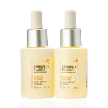 Serious Skincare  Serious Beyond Intensive 60 Day Facial Treatment  Visibly Smooth Fine Lines Wrinkles and Pores  Face and Neck  Hydrolyzed Collagen  Peptides  AM Serum 1 oz PM Serum 1 oz