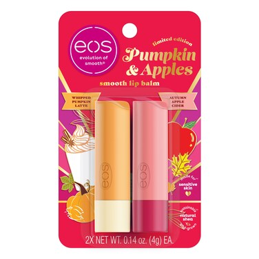 eos Limited Edition Smooth Lip Balm Whipped Pumpkin Latte  Autumn Apple Cider Made for Sensitive Skin AllDay Moisture Multicolor 2 Piece set