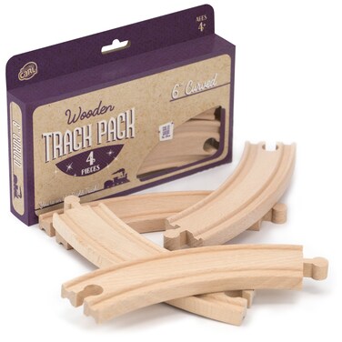 Conductor Carl Wood Train Track Expansion Packs Compatible with Most Train Tracks 6 Curved Tracks 1 Count Pack of 4