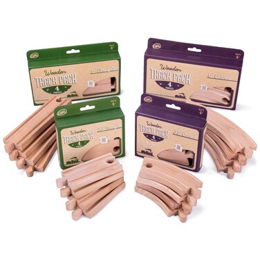Conductor Carl Wood Train Track Expansion Packs Compatible with Most Train Tracks Mixed Tracks 4 Count Pack of 4