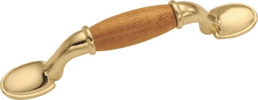 Hickory Hardware 1 Pack Solid Core Kitchen Cabinet Pulls Luxury Cabinet Handles Hardware for Doors  Dresser Drawers 3 Inch Hole Center Polished Brass  Oak Woodgrain Collection