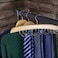 HANGERWORLD Hanging Tie Holder Organizer Rack  Premium Wooden Tie Hanger with 24 Folding Accessory Hooks for Closet Space Saving