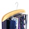 HANGERWORLD Hanging Tie Holder Organizer Rack  Premium Wooden Tie Hanger with 24 Folding Accessory Hooks for Closet Space Saving