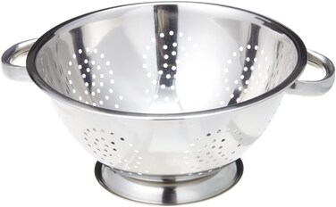 ExcelSteel Heavy Duty Handles and Selfdraining Solid Ring Base Stainless Steel Colander 5 Qt Stainless Pack of 1