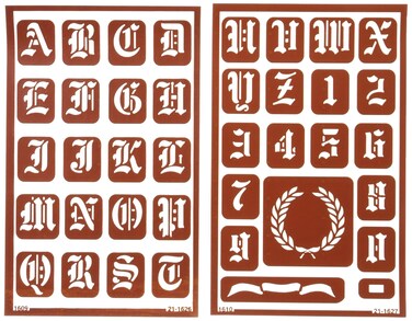 Armour Etch Over N Over Stencil 1Inch High Alphabet 2 Pages