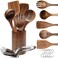 Hefild Premium Wooden Spoons for Cooking and Wooden Spatula for Cooking  Wood Spatula 12 pcs Wooden Utensils for Cooking Teak Wood Utensils Set for NonStick Cookware Present for Chefs  Home