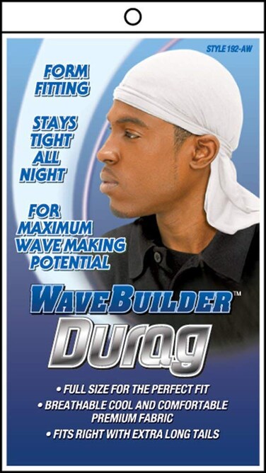 WAVEBUILDER Premium Stretch Durag for Smooth and Uniform Hair Waves White
