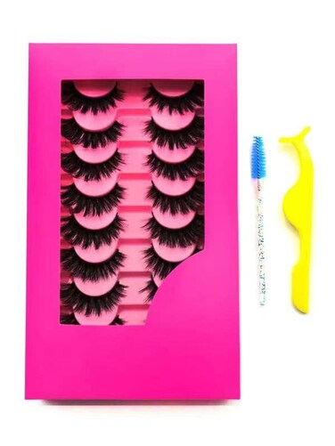 8Pair False eyelash book with tweezer Soft Reusable Handmade Volume Fluffy eyelashes