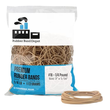 Rubber Band Depot 3x116 Size 18 Approximately 450 Rubber Bands Per Bag All Purpose Rubber Bands Rubber Band Measurements 3x116  14 Pound Bag Beige
