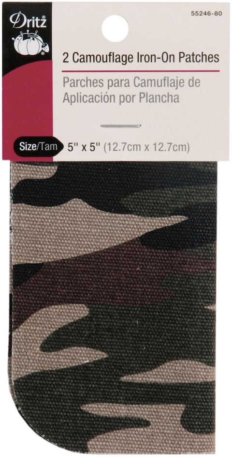 Dritz Heavy Canvas 5 x 5Inch 2 Count Camouflage Green IronOn Patches