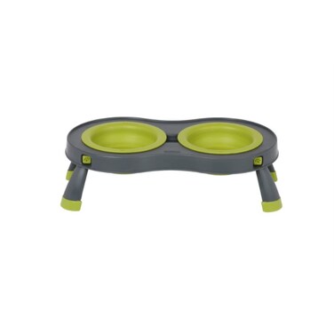 Dexas Popware for Pets Double Elevated Pet Feeder Large GrayGreen