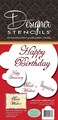 Designer Stencils Script Celebration Cake Stencils Set BeigeSemiTransparent