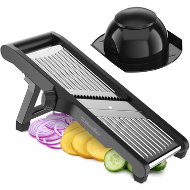 MuellerLiving Mandoline Slicer for Kitchen Stainless Steel Slice or Julienne Vegetable Chopper Fruit Slicer