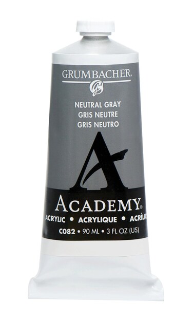 Grumbacher 90ml Metal Tube Academy Acrylic Paint Gloss Neutral Gray