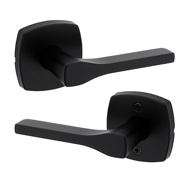 Kwikset Tripoli Lever Interior Passage Door Handle Lever For Closet and Hallway Doors Reversible NonLocking Handle Lever Matte Black with Microban Protection