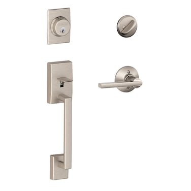 Schlage F60 V CEN 619 LAT Century Front Entry Handleset with Latitude Lever Deadbolt Keyed 1 Side Satin Nickel