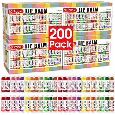 AZEN 200 Pack Lip Balm Natural Lip Balm Bulk Lip Care Product Moisturizing Lip Balm for dry cracked lips  12 Flavors