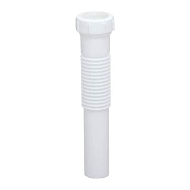 EZFLO 114 Inch x 8 Inch Flexible Extension Tube with SlipJoint Nut and Washer White Polypropylene 35321