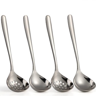 Stainless Steel Serving Spoons Set of 4 Slotted Serving Spoons Serving Spoons for Party Buffet Catering Banquet TP01