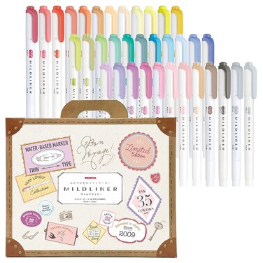 ZEBRA WKT735C Highlighter Mildliner 35 Color Set Gift Box Included