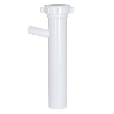 EZFLO 112 Inch x 8 Inch Branched Dishwasher Tailpiece Slip Joint Connection for Tubular Drain Applications 58 Inch OD Branch White Polypropylene 35311