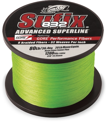 Sufix 832 Braid Line1200 Yards Neon Lime 80Pound