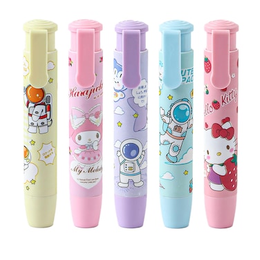 5 Piece Retractable Pencil Eraser Kawaii Eraser Cute Eraser Fun Eraser Student Writing Back to School Supplies Suitable for Children Over 7 Years Old