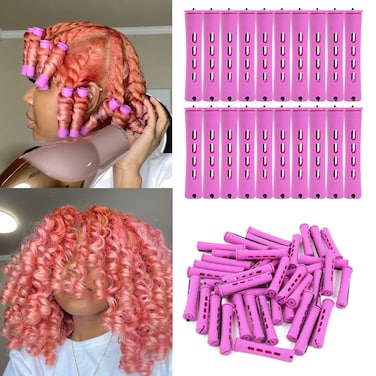 20pcs Womens Perm Rods Set for Natural Hair 2 Sizes Cold Wave Hair Rollers for Curling and Styling All Hair Lengths  DIY Hairdressing Tools Purple