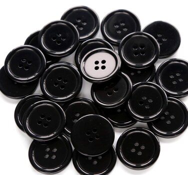 GANSSIA 1 Inch 25mm Black Resin Buttons Sewing Flatback Button for Garment DIY Craft Decoration Pack of 50PCS