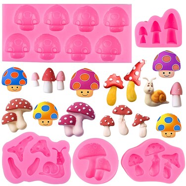 Mushroom Chocolate Molds Mushroom Snail Shaped Silicone Molds Cute Mushroom Candy Mould Vegetable Fondant Molds for for Cupcake Topper Decorating Baking Tools DIY Cake Mold Gum Paste Polymer Mold