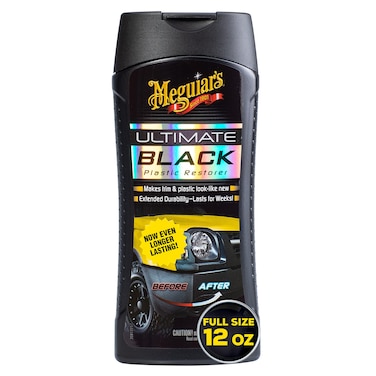 Meguiars Ultimate Black Plastic Restorer  Restores Black Plastic  Faded Trim Pieces While Adding Durability  UV Protection  12 Oz