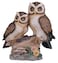 StealStreet Polyresin Tan and Brown Owls Perched On Tree Log Figurine 65