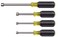 Klein Tools 633 Tool Set Made in USA Nut Driver Set with Driver Sizes 14 516 38 916Inch on 3Inch Full Hollow Shaft wCushion Grips 4Piece