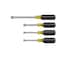 Klein Tools 633 Tool Set Made in USA Nut Driver Set with Driver Sizes 14 516 38 916Inch on 3Inch Full Hollow Shaft wCushion Grips 4Piece