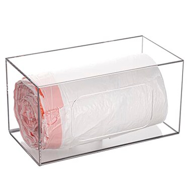 SEANADO Extra Large Trash Bag Dispenser Roll Holder Wall Mount Acrylic Kitchen Under Sink Pantry Organizer Storage Box for 13 33 30 Gallon Garbage Bag Grocery Bag Plastic Bag Holder
