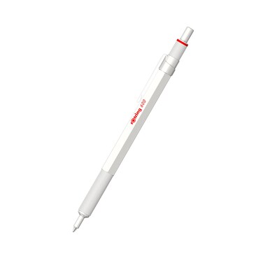 Rotring 600 Metallic Ballpoint Pen Medium Point Black Ink Pearl White Barrel Refillable 1 Count